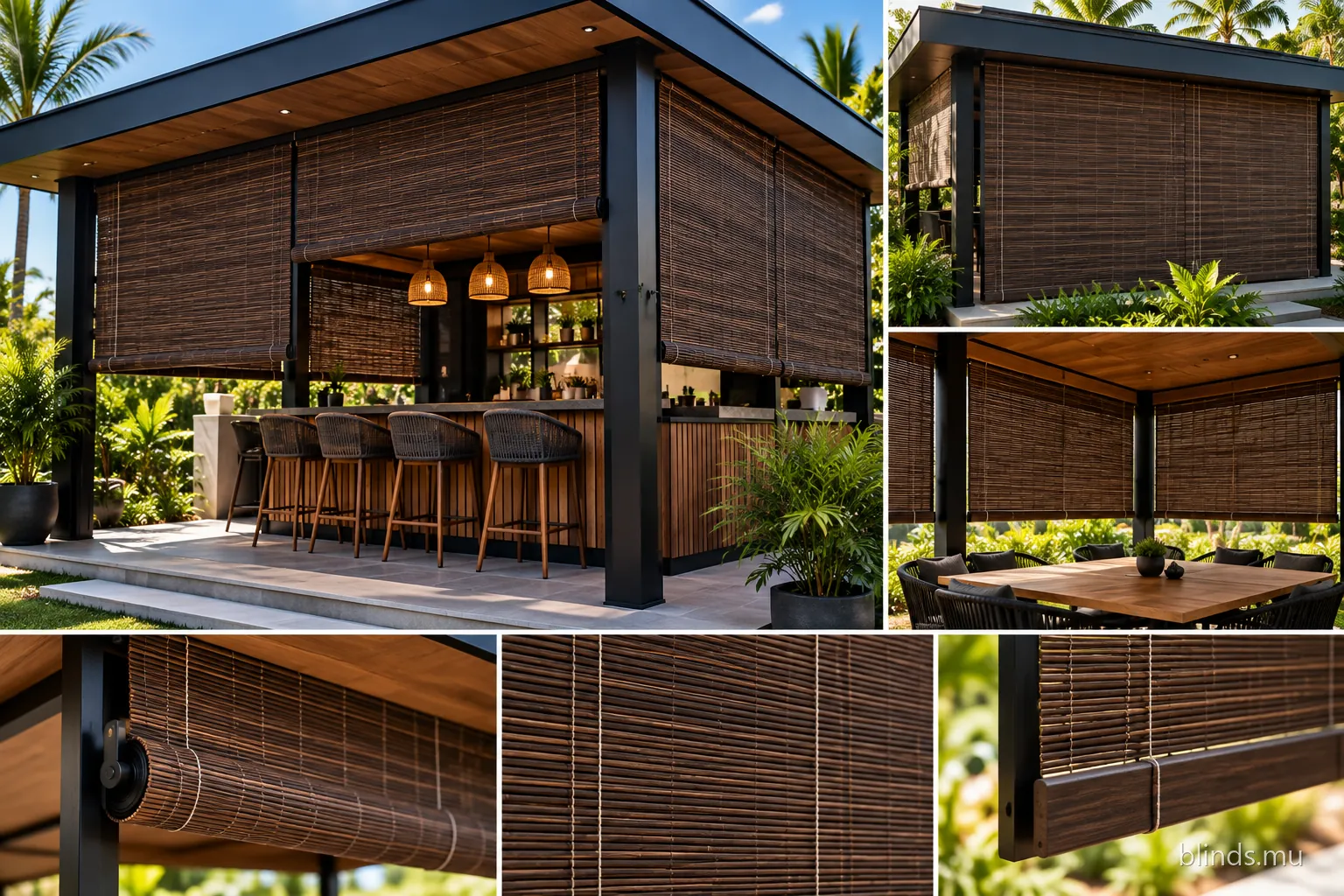 Pavilion with outdoor blinds
